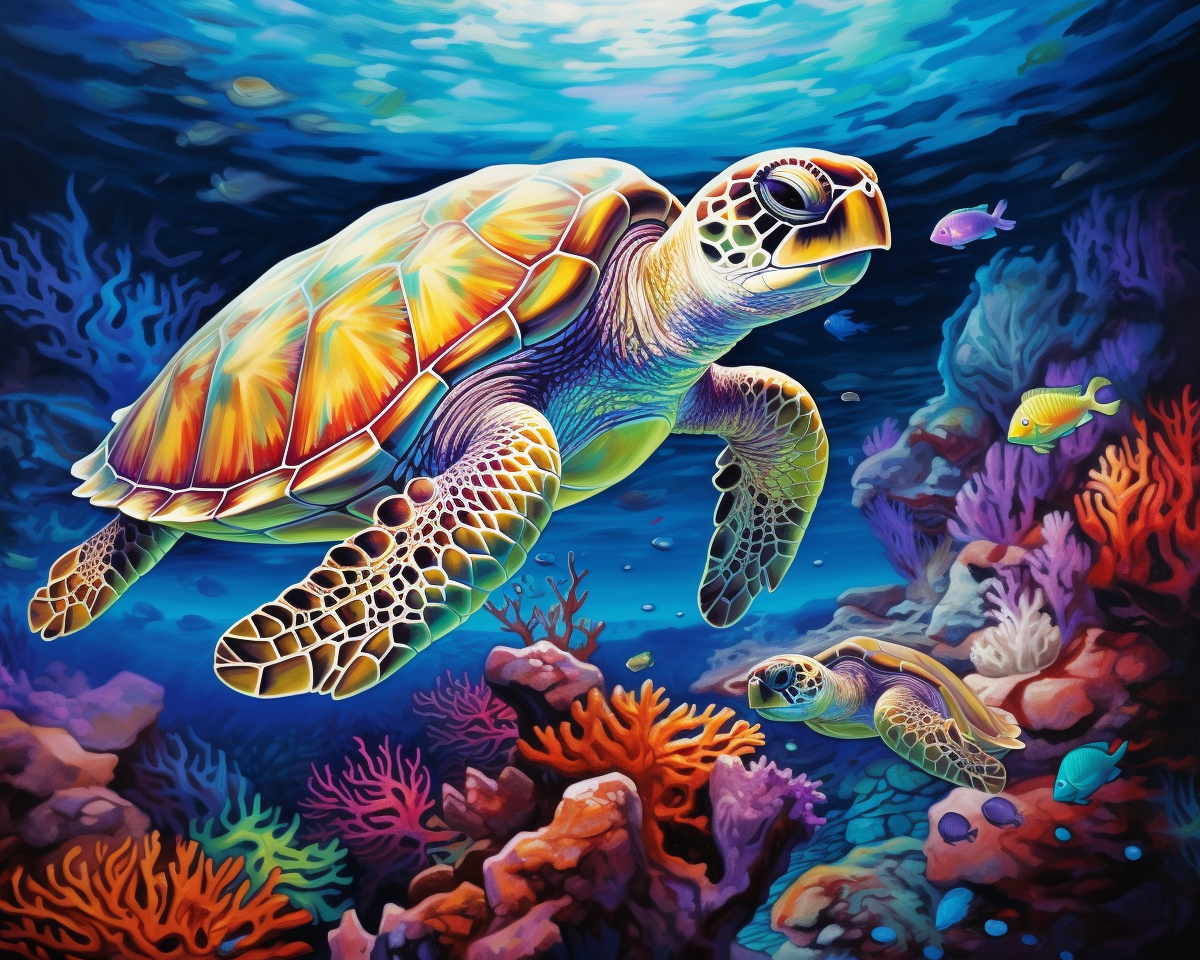 Painting By Numbers - Turtles & Coral