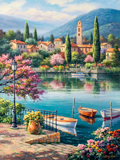 Painting By Numbers - An Italian Village by the Lake