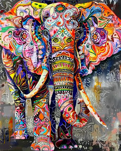 Painting By Numbers - Colorful Abstract Elephant