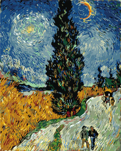 Painting By Numbers - Cypresses by Vincent Van Gogh