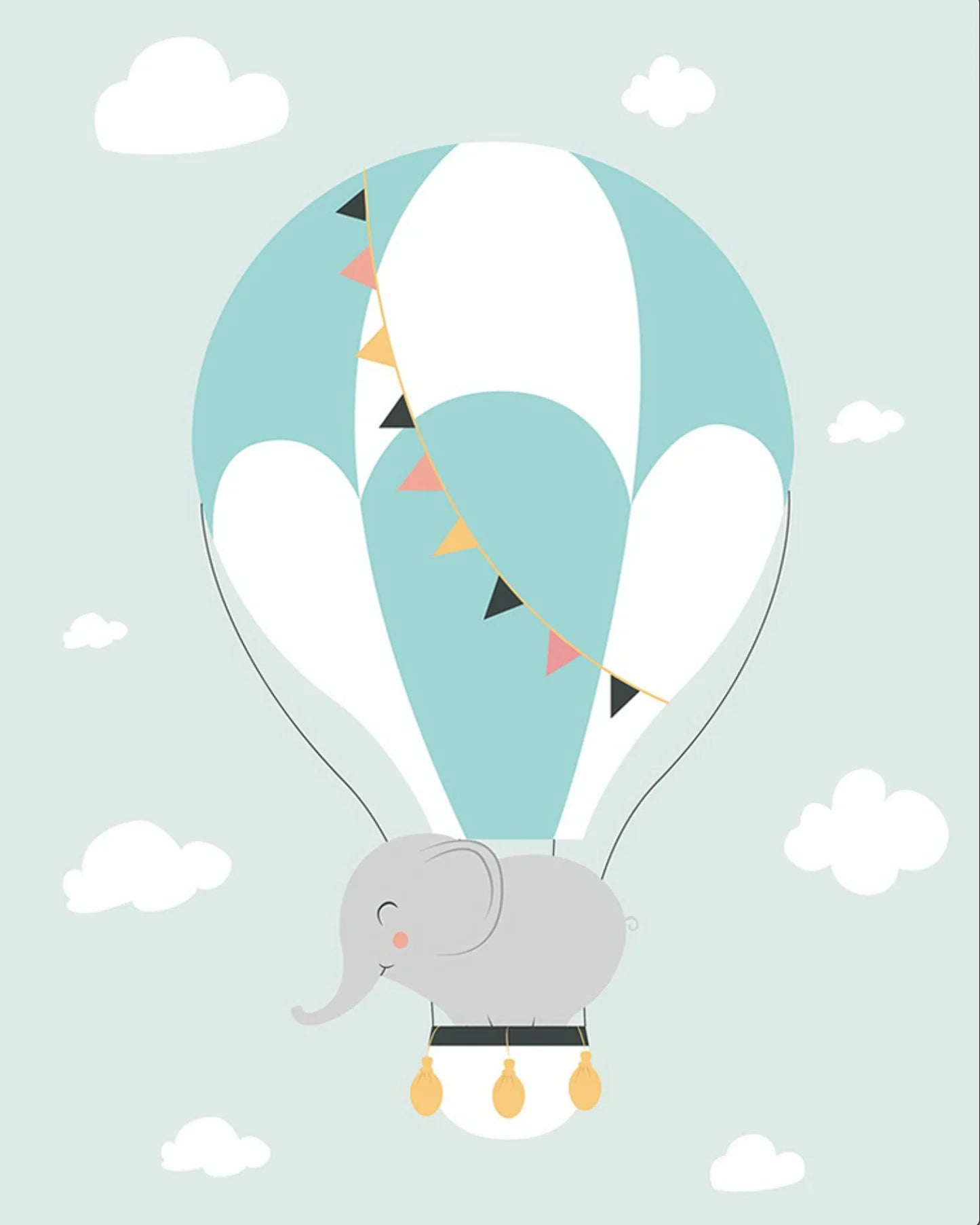 Painting By Numbers - For Kids - Elephant in Hot Air Balloon