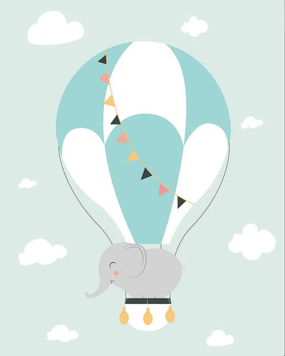 Painting By Numbers - For Kids - Elephant in Hot Air Balloon