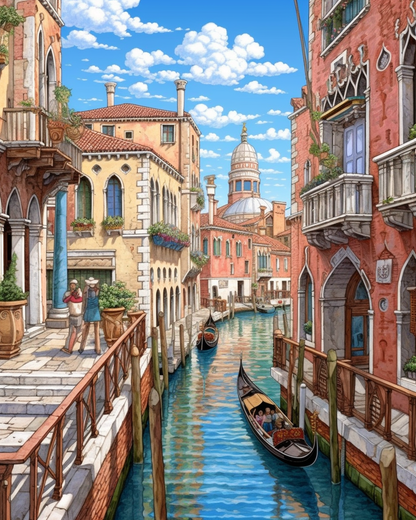 Painting By Numbers - Gondolas in Venice