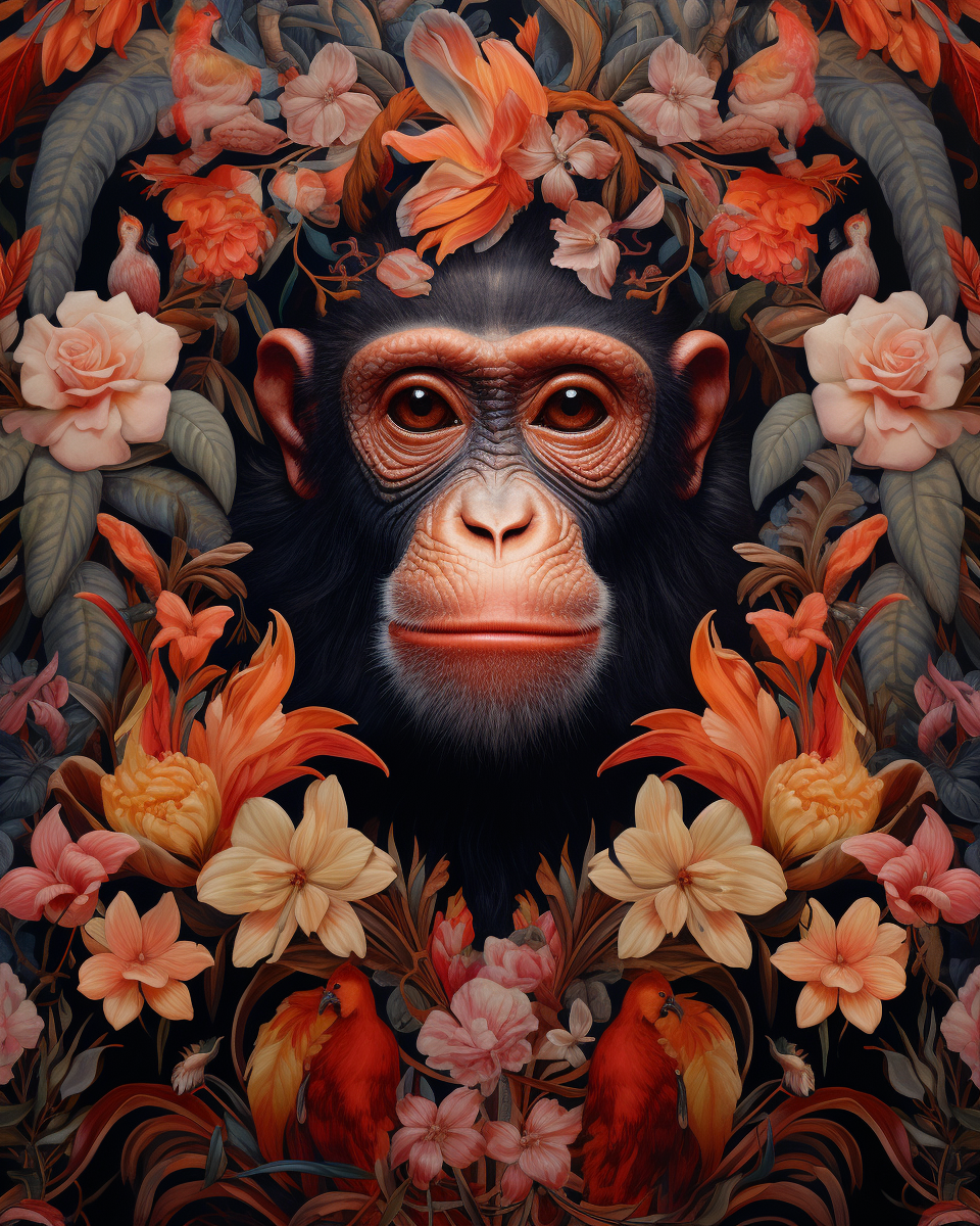 Painting By Numbers - Monkey Among the Roses