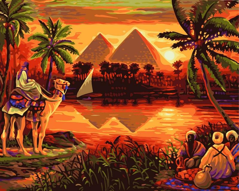 Painting By Numbers - Sunset over the Great Pyramids