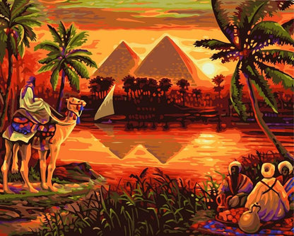 Painting By Numbers - Sunset over the Great Pyramids