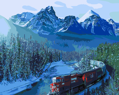 Painting By Numbers - Train through the Mountains