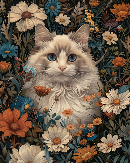 Painting By Numbers - White Cat Blossoms