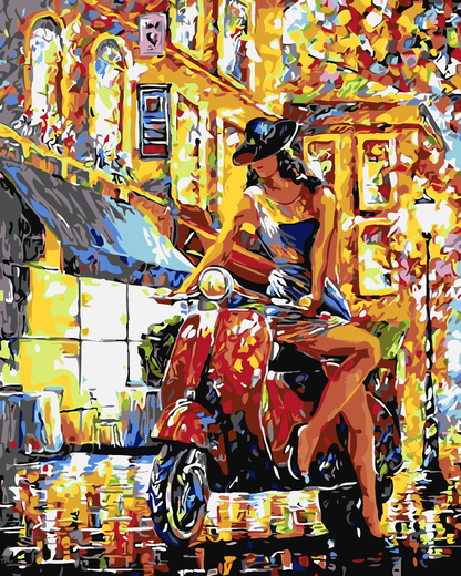 Painting By Numbers - Woman on a Scooter