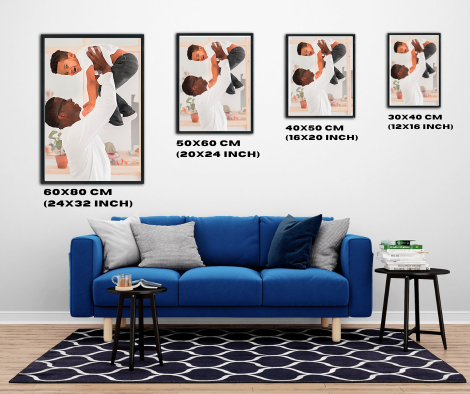 Framed paint by numbers artwork size comparison