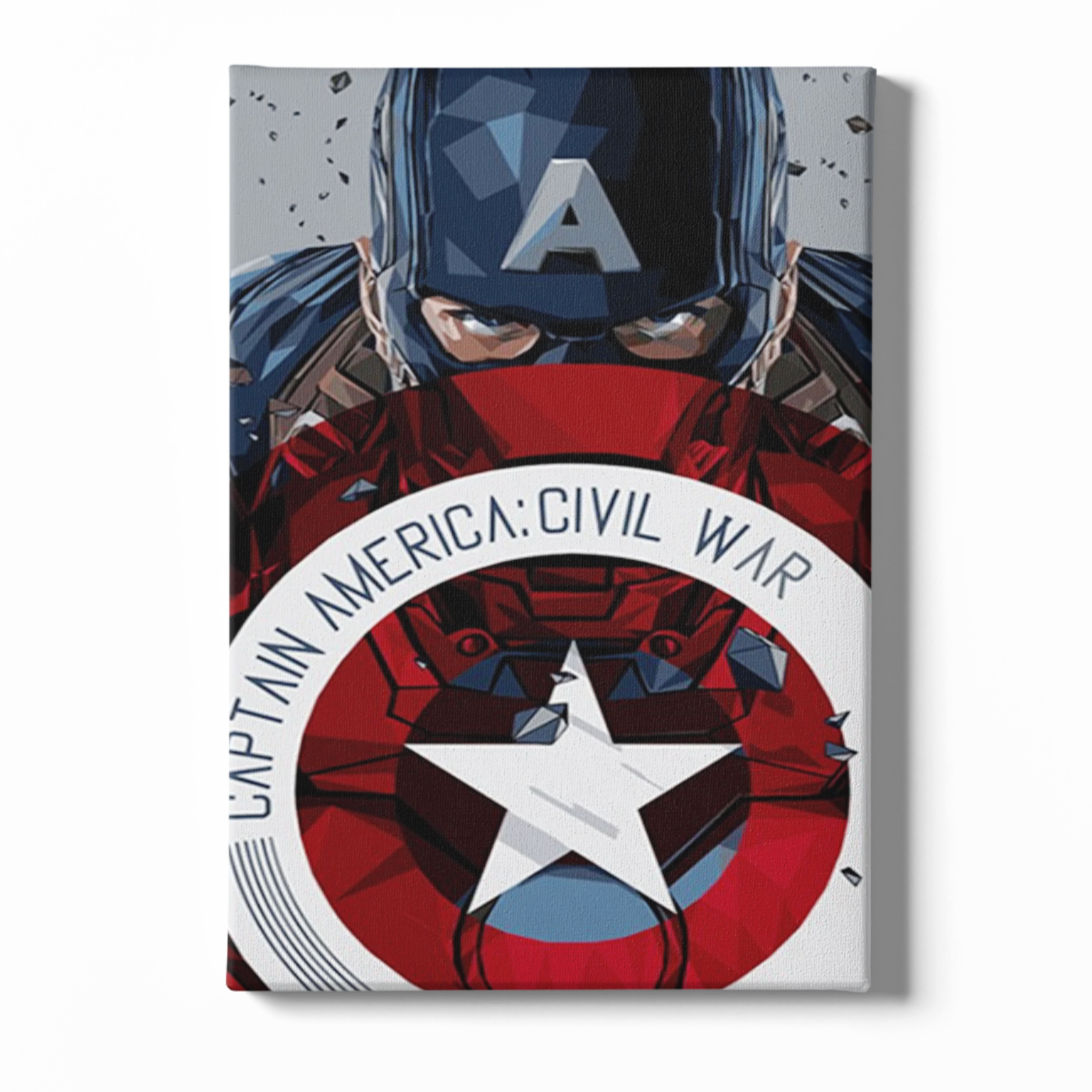 Canvas print of Captain America from 'Captain America: Civil War' with shield design.