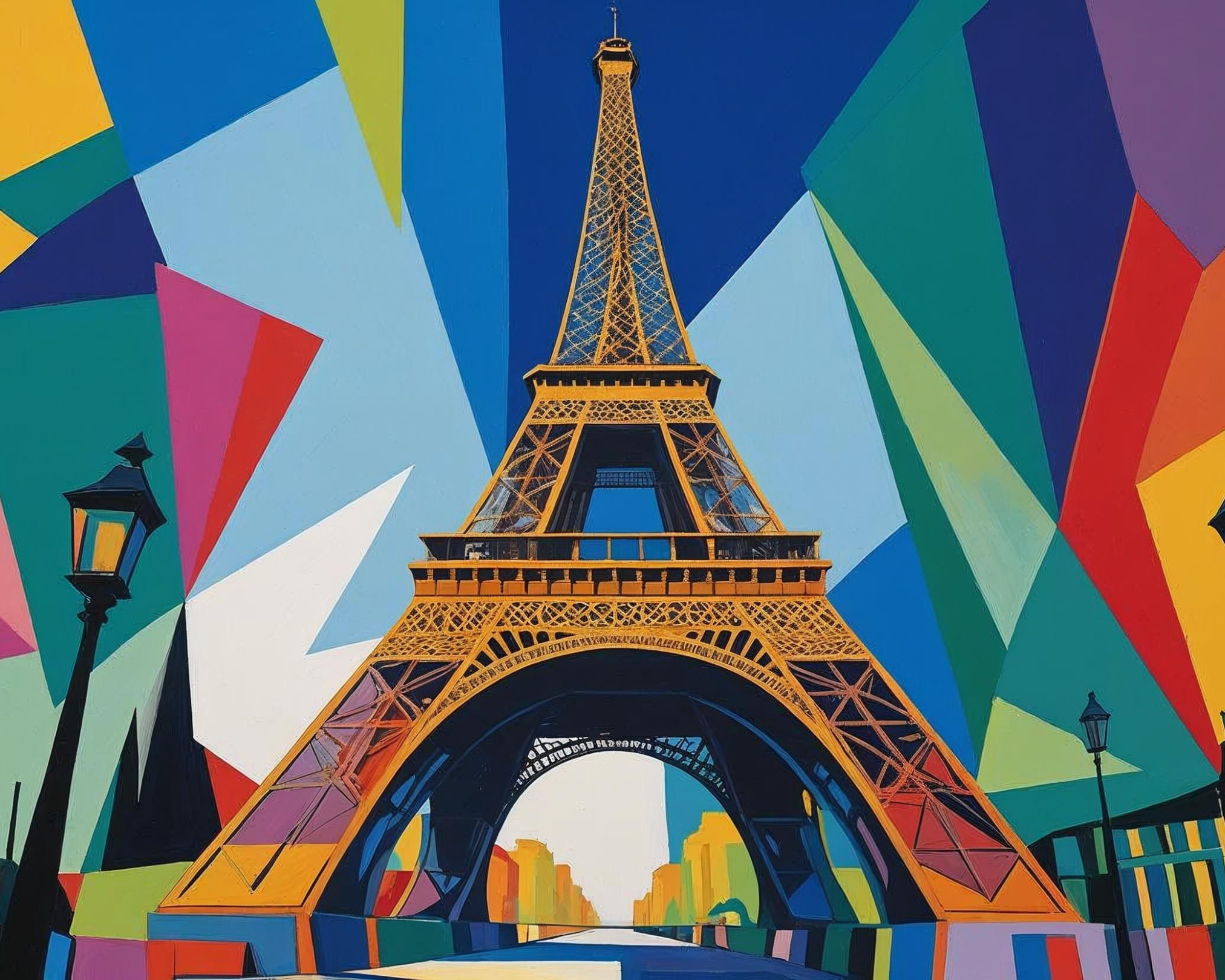Cubist Eiffel Tower Paint by Numbers Kit for Adults & Teens
