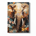 Canvas print of an elephant surrounded by flowers on a white background