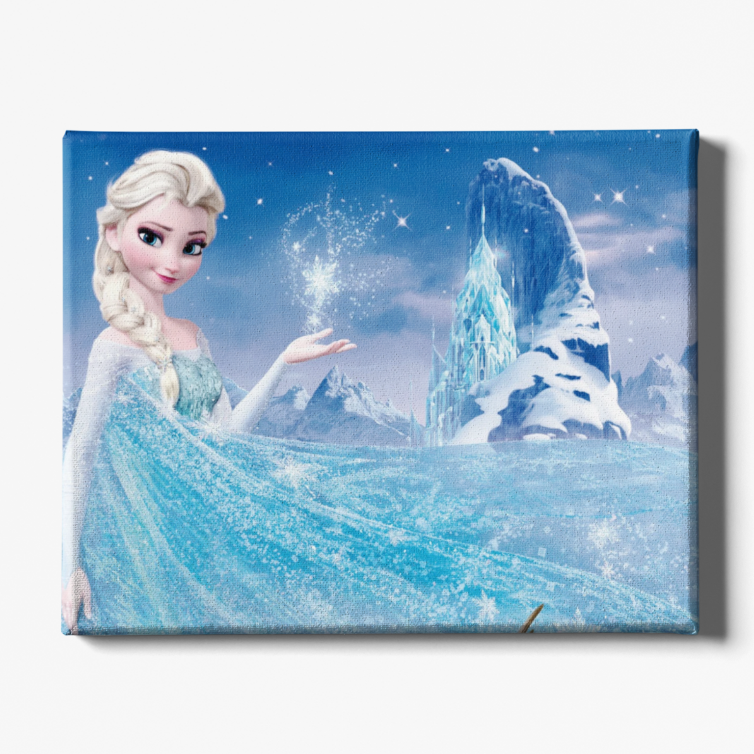 Fridge magnet with a character from 'Frozen' in front of a icy landscape