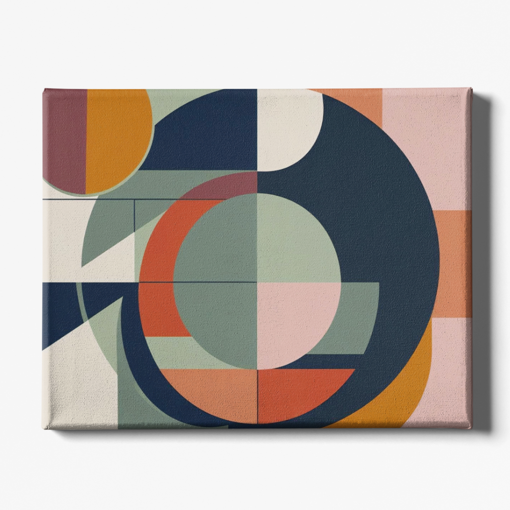 Geometric abstract design on a rectangular canvas with a white background