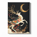 Decorative notebook cover with a fantasy deer design on a black background