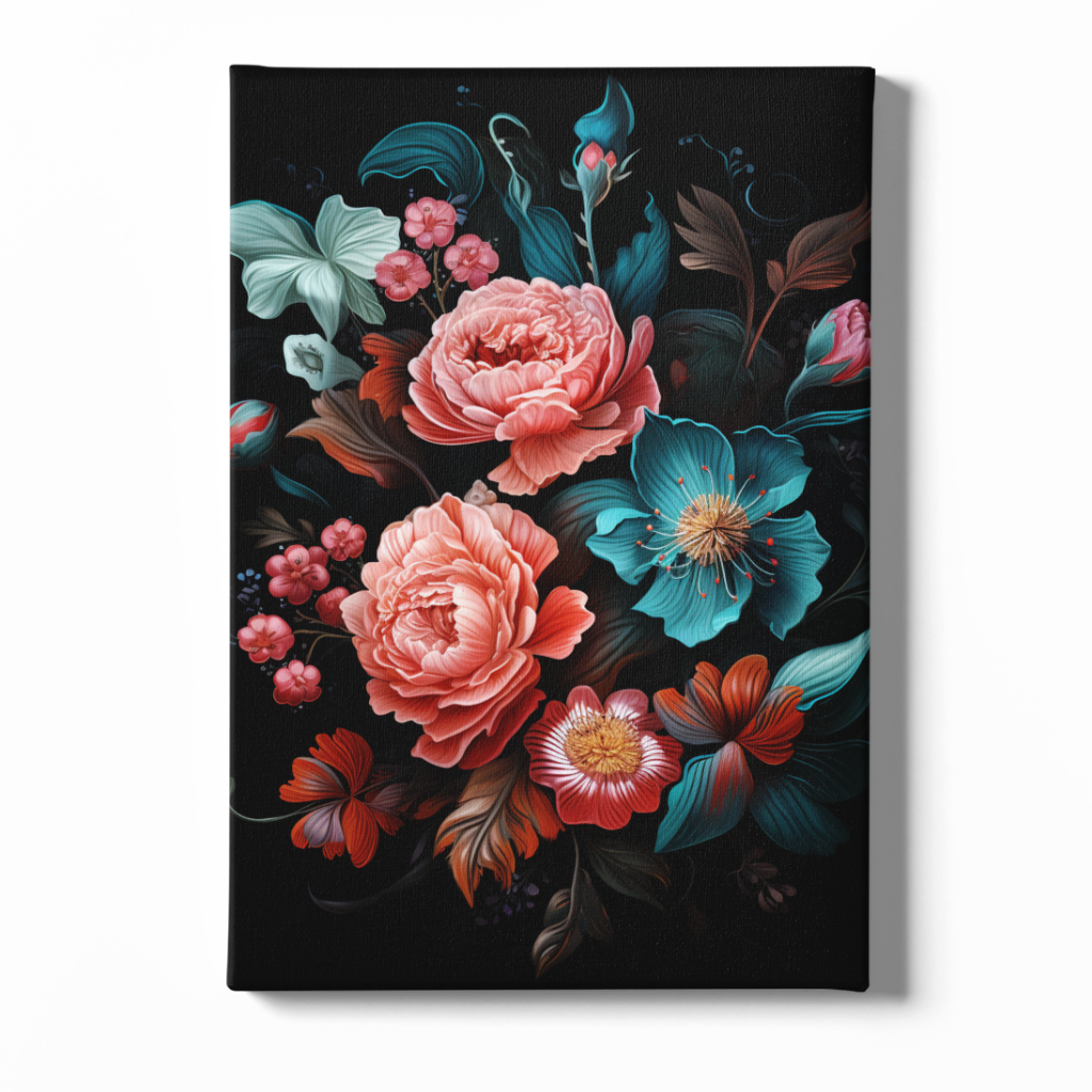 Floral design on a black background