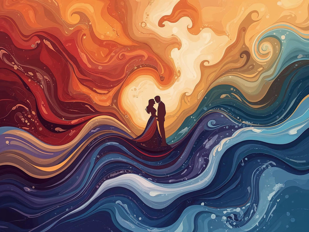 close up of ocean waves paint by numbers canvas detail and brush strokes