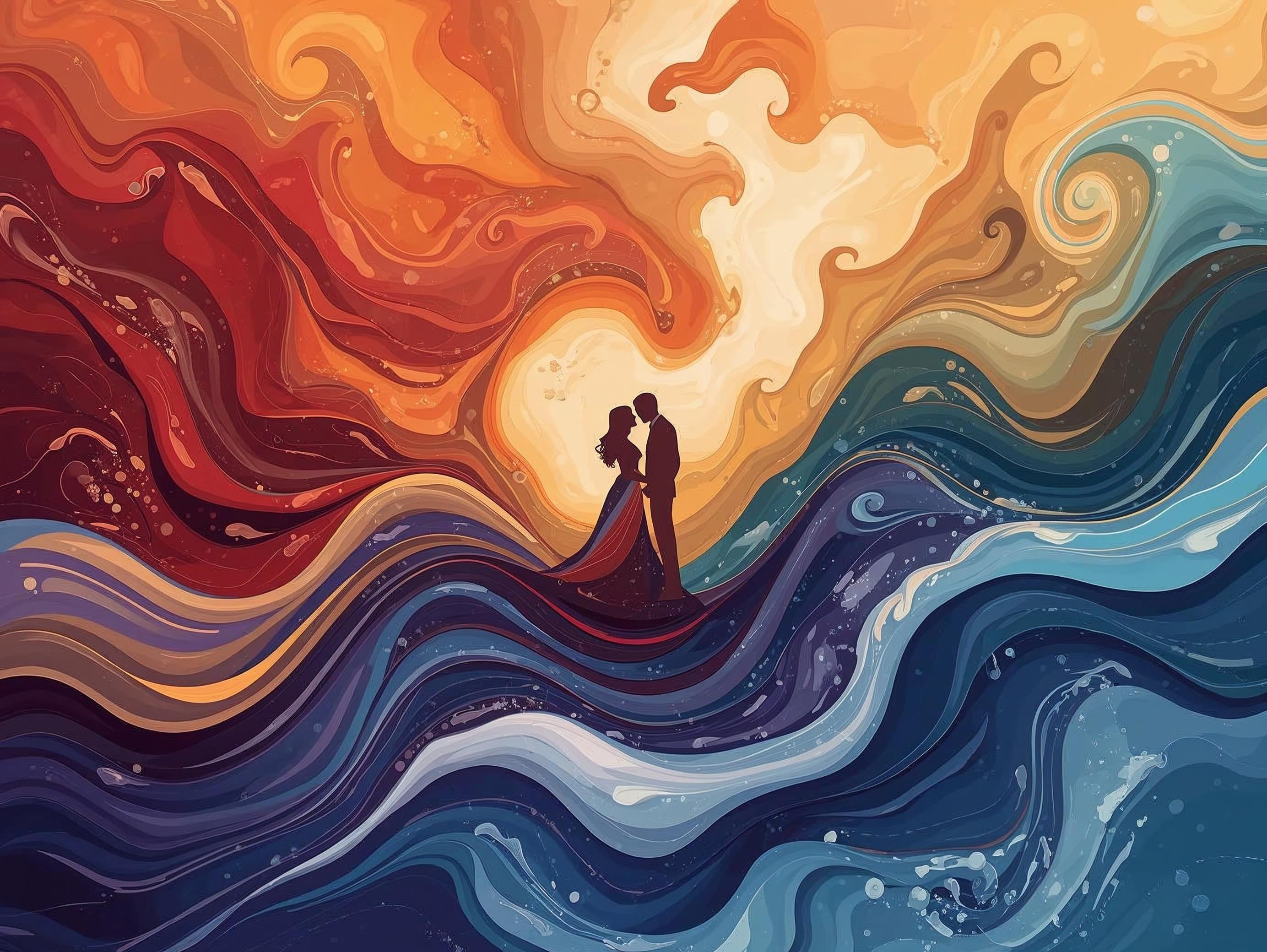 close up of ocean waves paint by numbers canvas detail and brush strokes