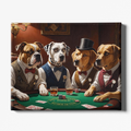 Canvas print of four dogs playing poker with a vintage room background