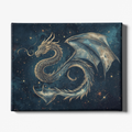 Canvas print with a dragon design on a starry night sky background