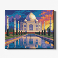 Canvas print of the Taj Mahal with a colorful sky